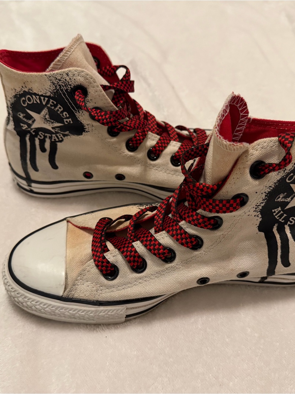 Chuck taylor converse  edition high top sneakers  - White Canvas with Red and B